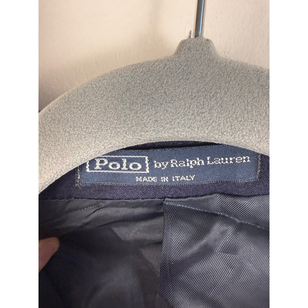 VTG Polo Ralph Lauren Navy Blue Virgin Wool Blazer Gold Crest Buttons 40R Italy - Picture 4 of 10